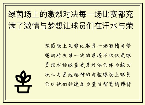 绿茵场上的激烈对决每一场比赛都充满了激情与梦想让球员们在汗水与荣耀中尽情挥洒